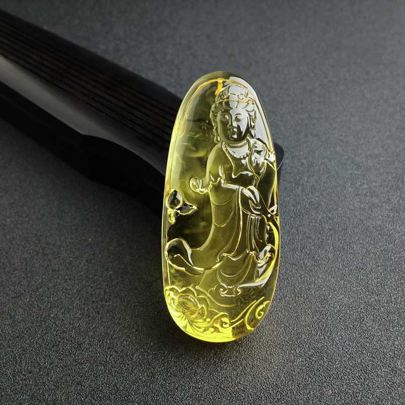 缅甸金珀观音吊坠 - 红掌柜