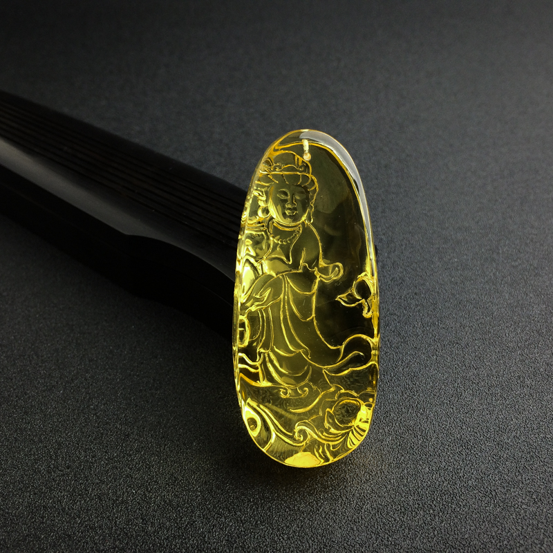 缅甸天然金珀吊坠 - 红掌柜