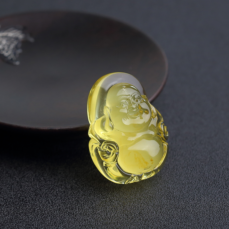 鸡油黄蜜蜡弥勒佛吊坠-红掌柜