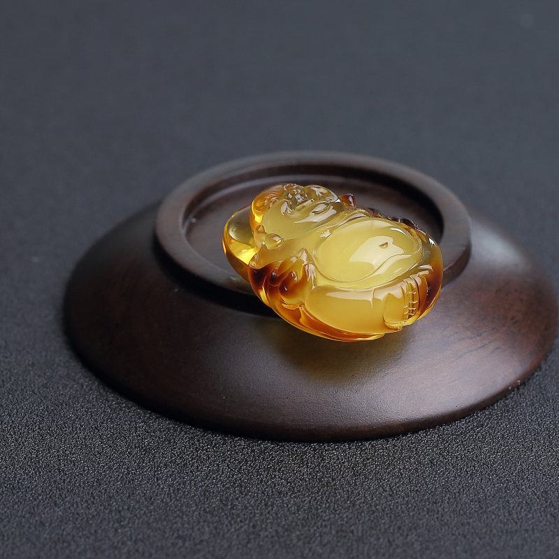 蜜蜡弥勒佛吊坠-红掌柜