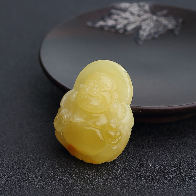 满蜜蜜蜡弥勒佛吊坠-红掌柜