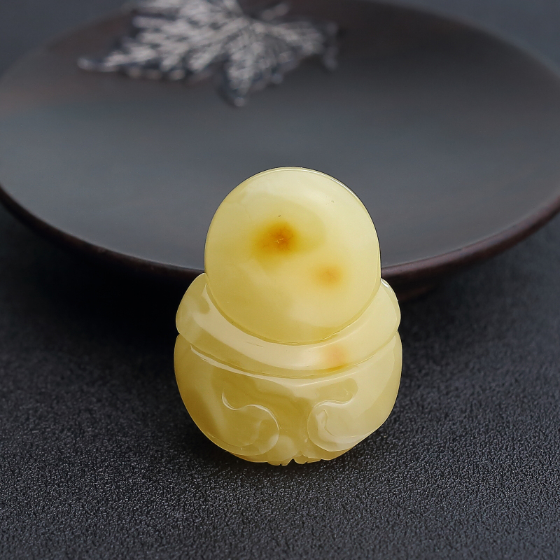 蜜蜡弥勒佛吊坠-红掌柜