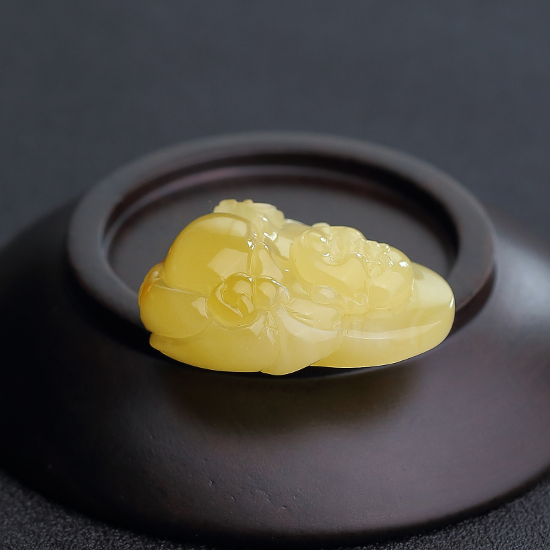 柠檬黄蜜蜡弥勒佛-红掌柜