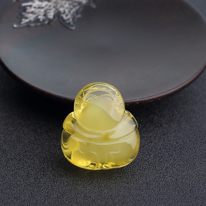 蜜蜡弥勒佛吊坠-红掌柜