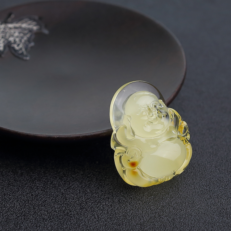 金包蜜蜜蜡弥勒佛吊坠-红掌柜