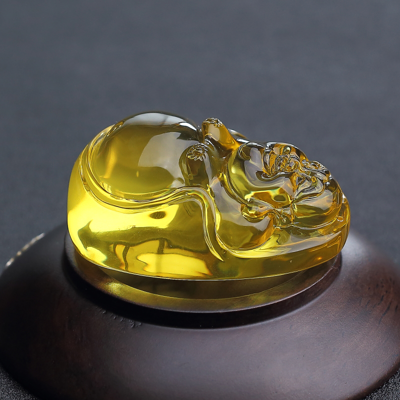 天然金珀弥勒佛-红掌柜