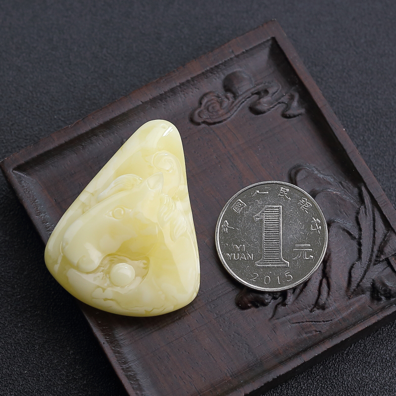 天然蜜蜡马吊坠-红掌柜