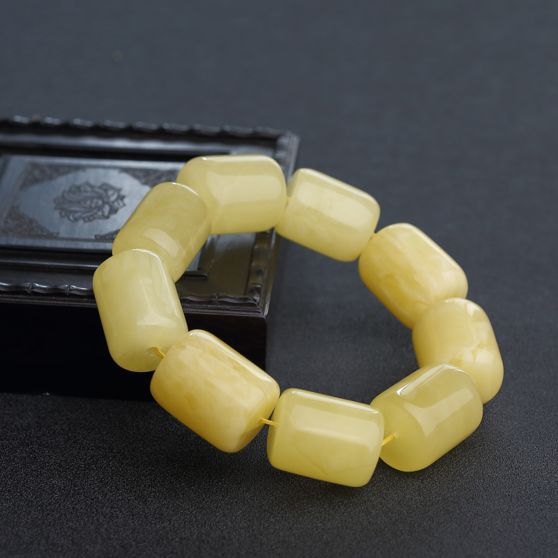 满蜜蜜蜡桶珠手串-红掌柜