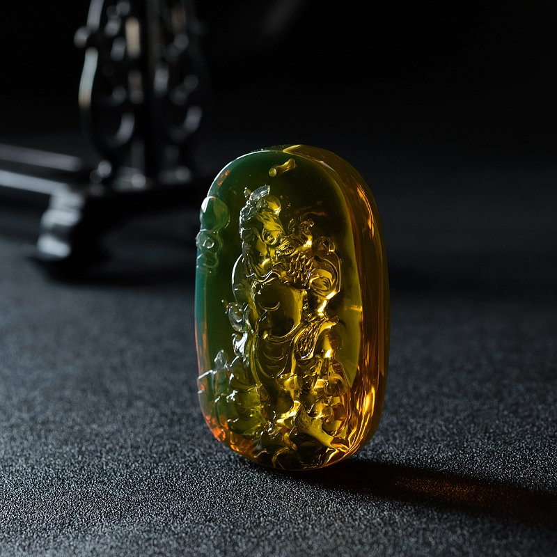 墨西哥蓝珀吊坠-红掌柜