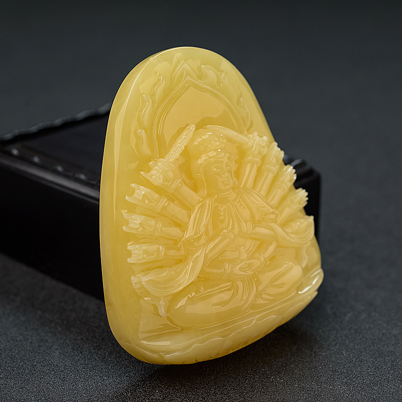 鸡油黄蜜蜡吊坠 - 红掌柜