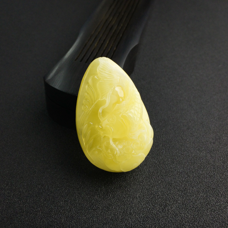 蜜蜡连年有余吊坠-红掌柜