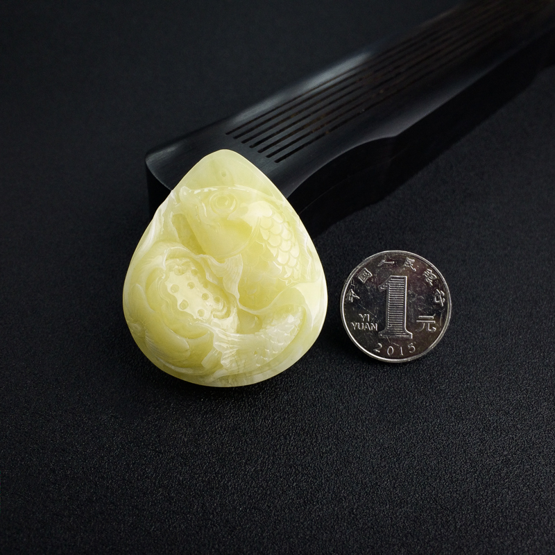 天然蜜蜡连年有余吊坠-红掌柜