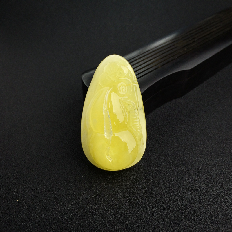 柠檬黄白花蜜葫芦吊坠-红掌柜