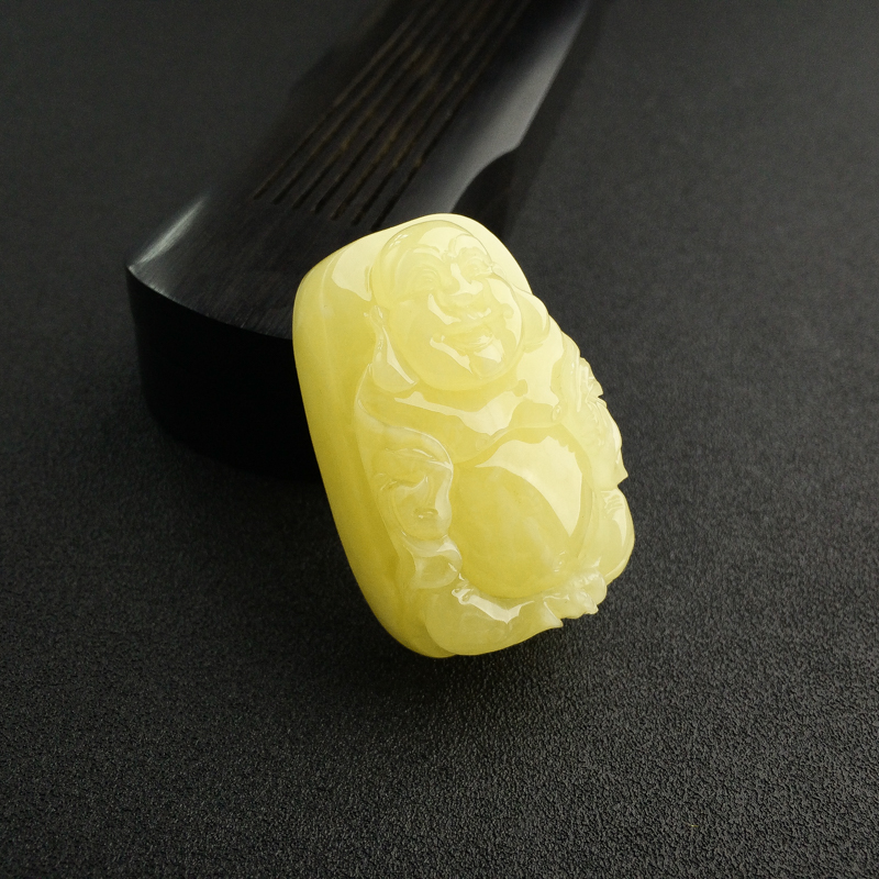 天然鸡油黄蜜蜡弥勒佛吊坠 - 红掌柜