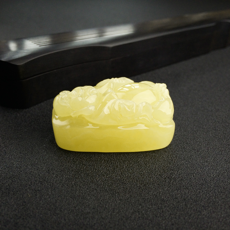 天然鸡油黄蜜蜡弥勒佛挂件 - 红掌柜