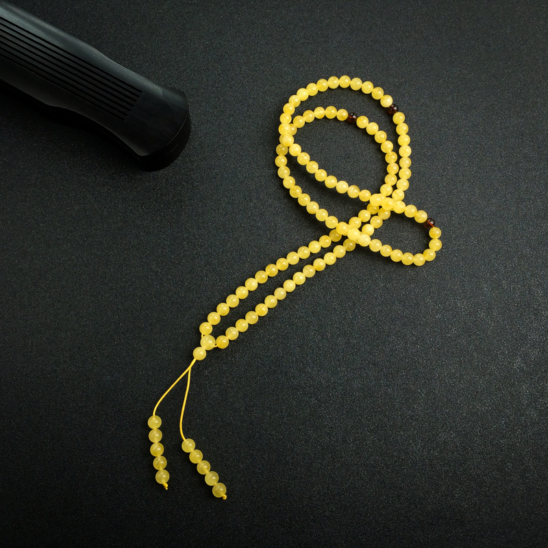 6mm波罗的海天然鸡油黄蜜蜡佛珠-红掌柜