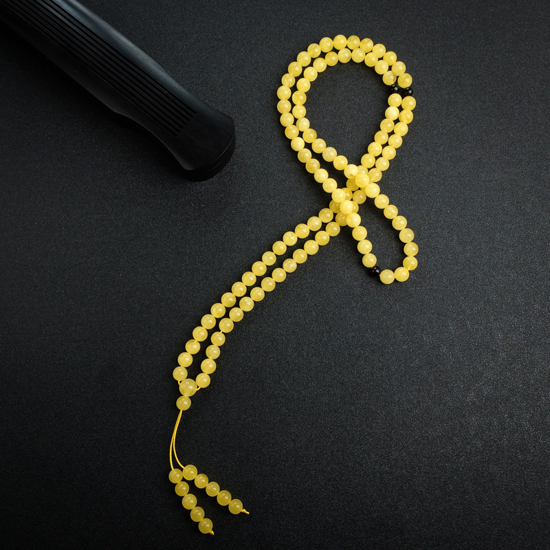 8mm波罗的海天然鸡油黄蜜蜡佛珠-红掌柜