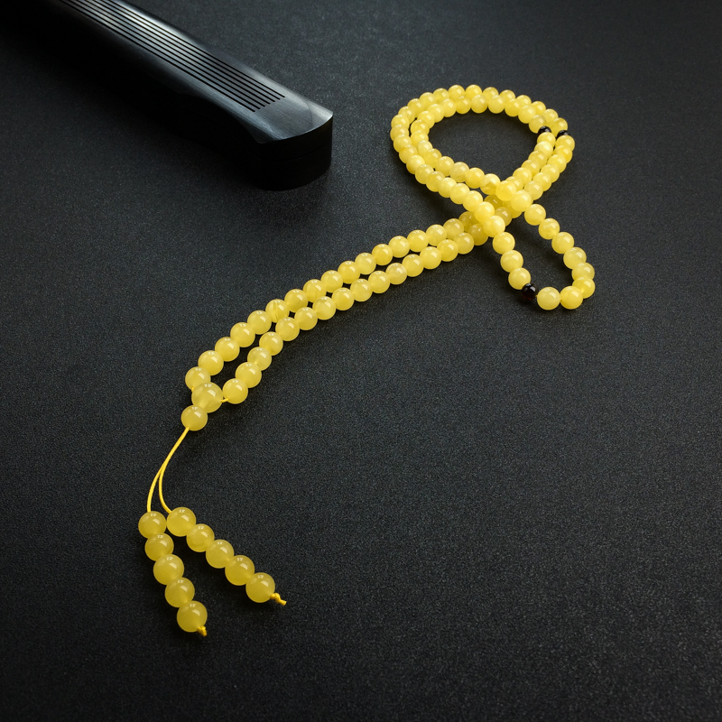 波罗的海天然鸡油黄蜜蜡佛珠-红掌柜