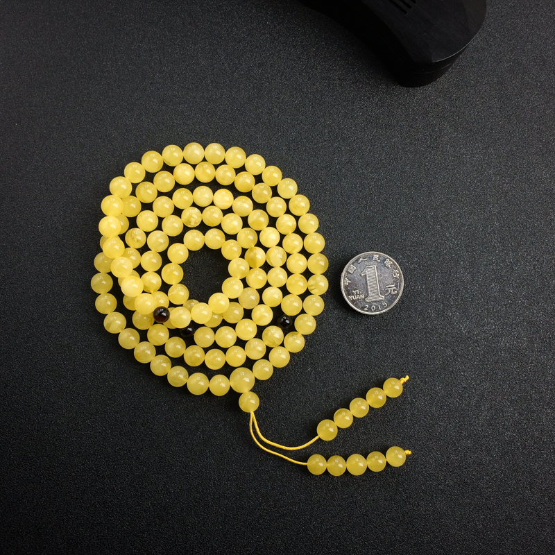 鸡油黄蜜蜡佛珠-红掌柜