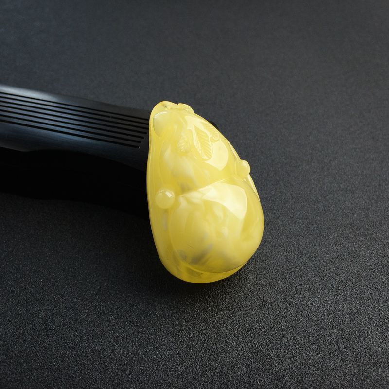 天然鸡油黄白花蜜蜜蜡葫芦吊坠-红掌柜