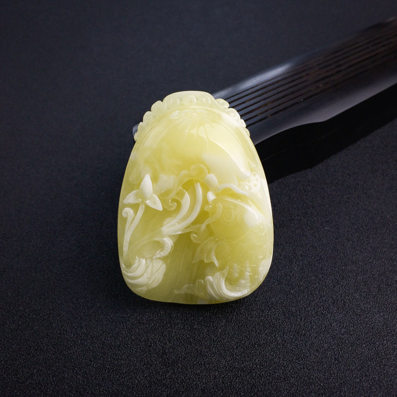 波罗的海天然浅黄白花蜜连年有余吊坠-红掌柜