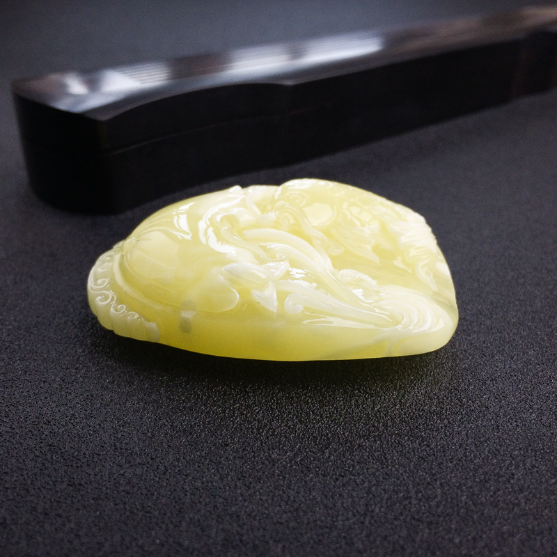 波罗的海天然浅黄白花蜜吊坠-红掌柜