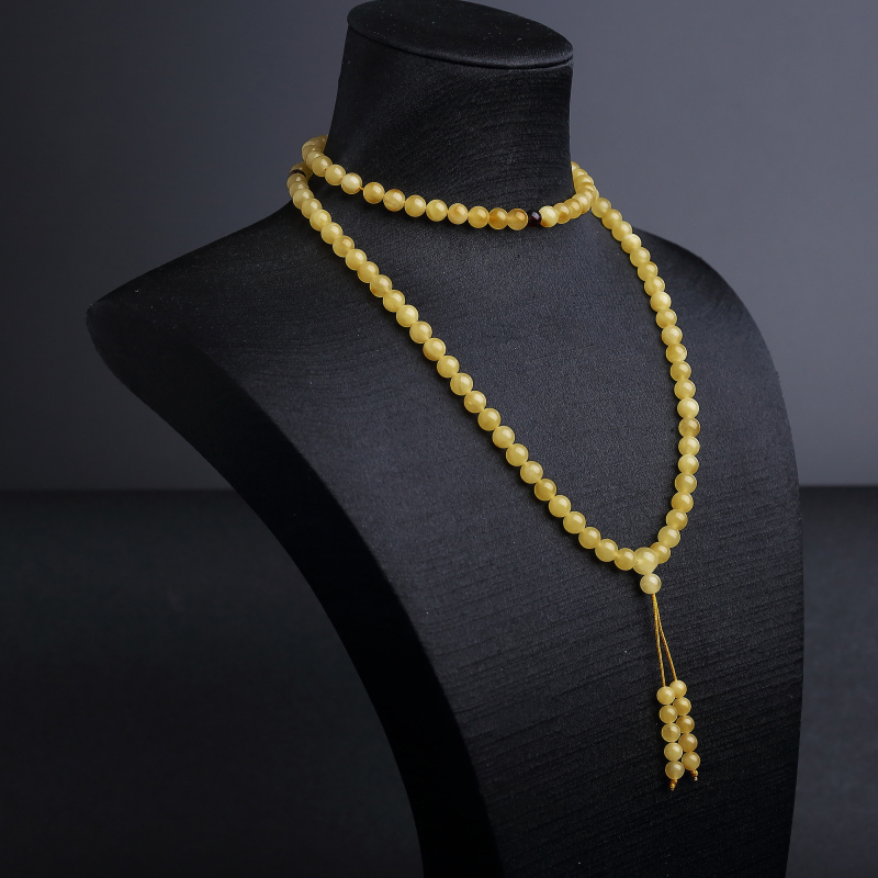 天然6mm鸡油黄蜜蜡108佛珠 - 红掌柜