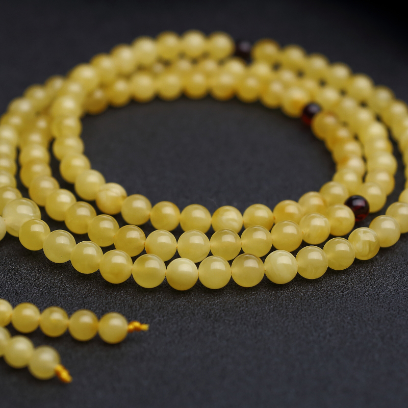 波罗的海鸡油黄蜜蜡108佛珠 - 红掌柜