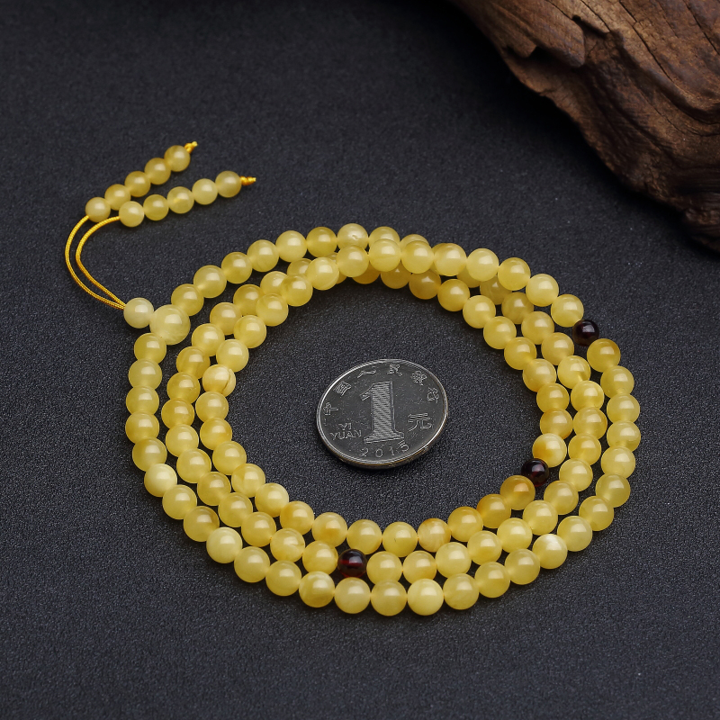 天然鸡油黄蜜蜡108佛珠 - 红掌柜