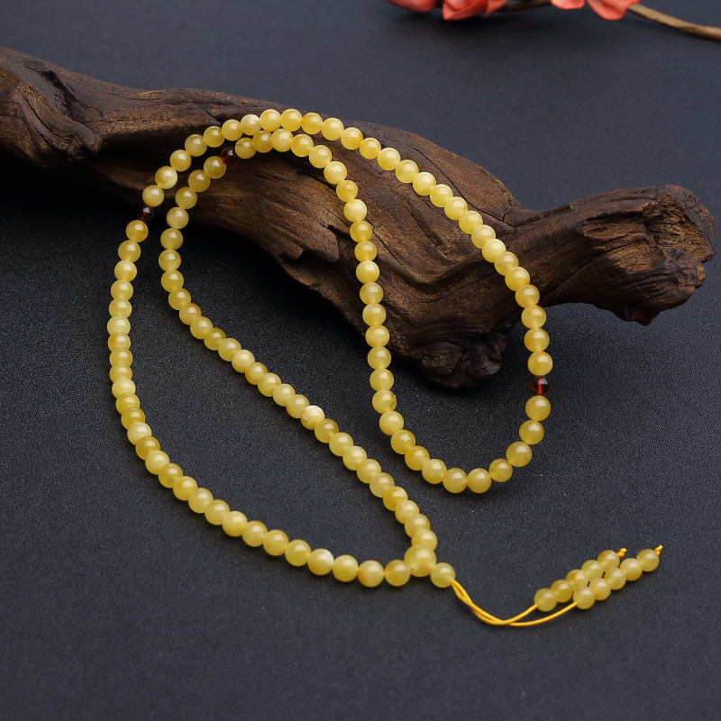 6mm鸡油黄蜜蜡108佛珠 - 红掌柜