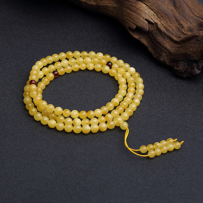 鸡油黄蜜蜡108佛珠 - 红掌柜