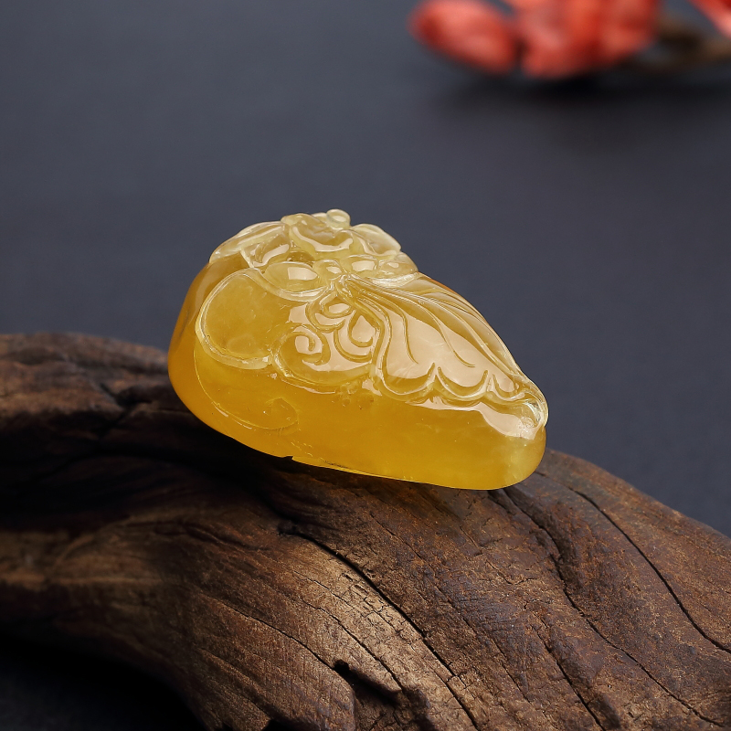 波罗的海褐黄蜜蜡蝶恋花吊坠 - 红掌柜