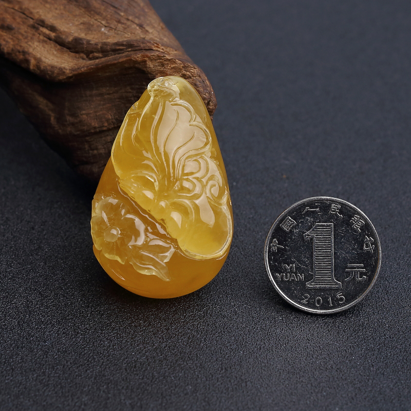 天然蜜蜡蝶恋花吊坠 - 红掌柜