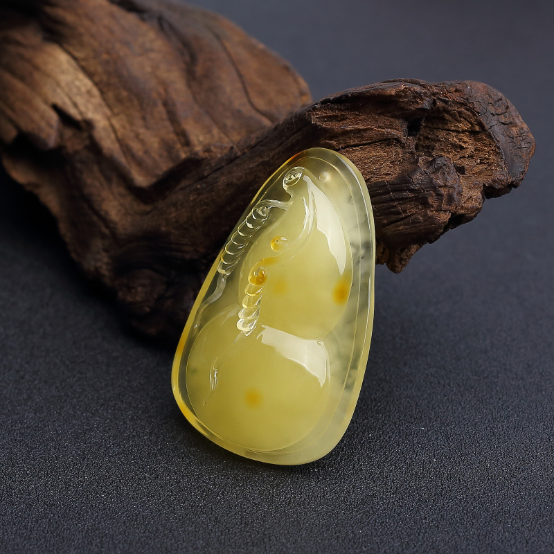 天然柠檬黄蜜蜡葫芦吊坠 - 红掌柜