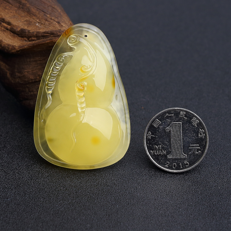 天然柠檬黄蜜蜡葫芦挂件 - 红掌柜