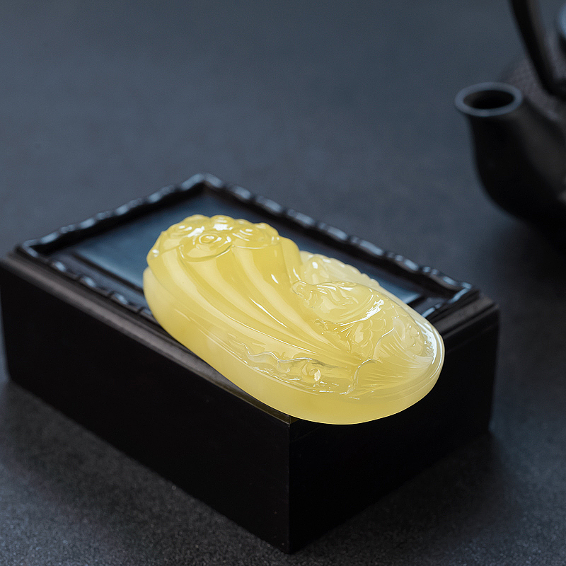 波罗的海柠檬黄蜜蜡连年有余吊坠 - 红掌柜