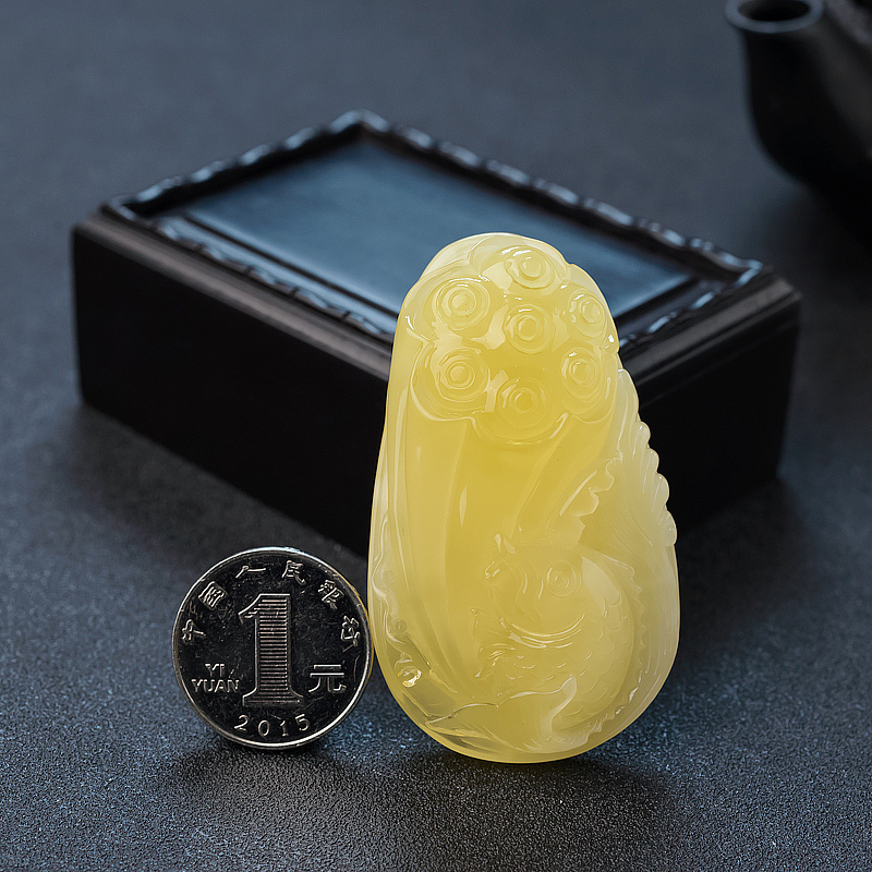 天然蜜蜡连年有余吊坠 - 红掌柜