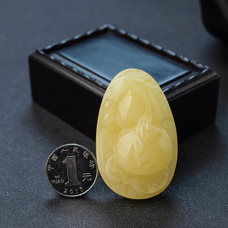 天然柠檬黄蜜蜡葫芦挂件 - 红掌柜