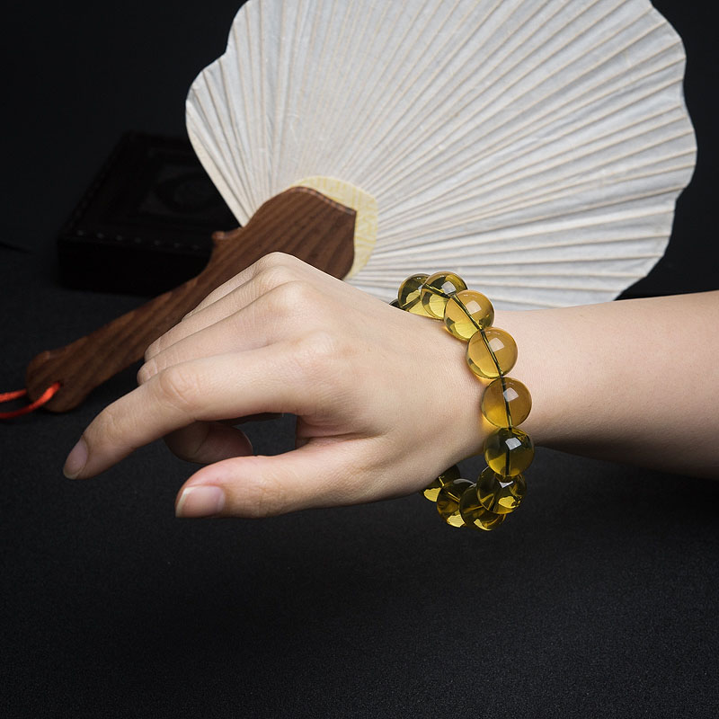 天然墨西哥蓝珀手串-红掌柜