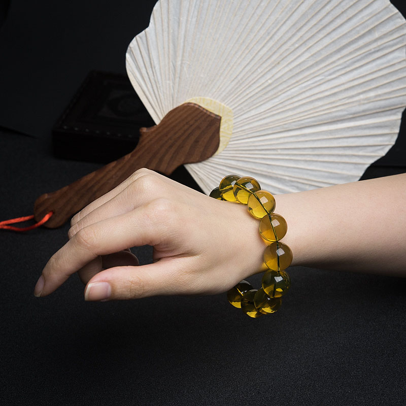 天然墨西哥蓝珀手串-红掌柜