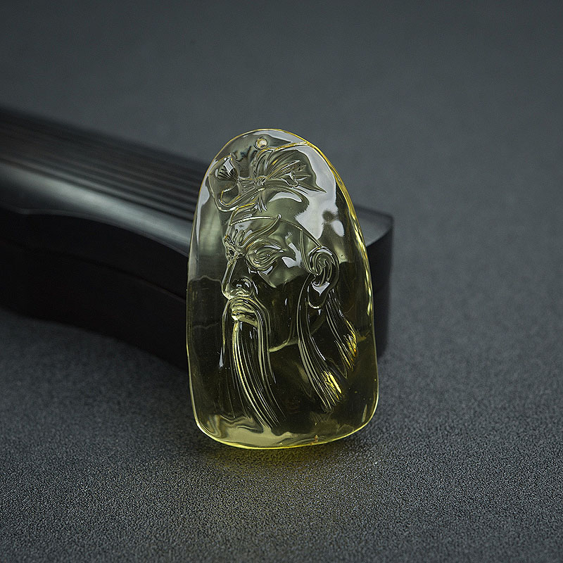 金珀关公吊坠-红掌柜