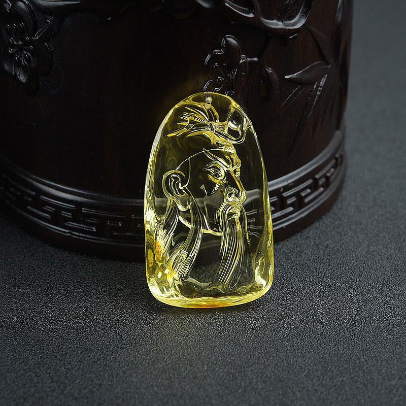 琥珀关公吊坠-红掌柜