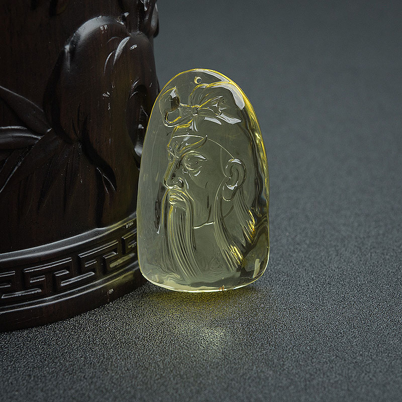 缅甸金珀关公吊坠-红掌柜