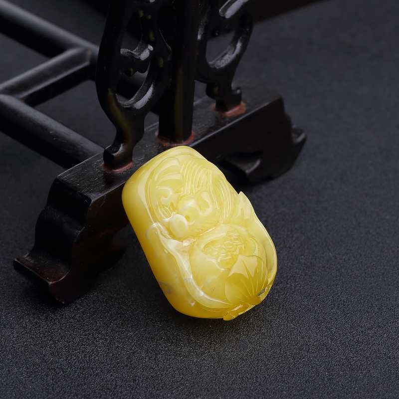 鸡油黄蜜蜡一品清廉-红掌柜