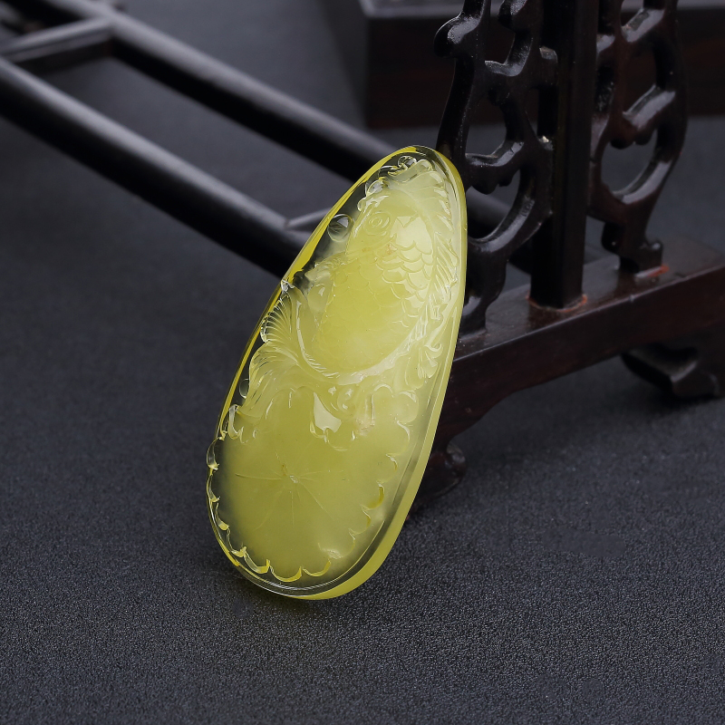 蜜蜡连年有鱼吊坠-红掌柜