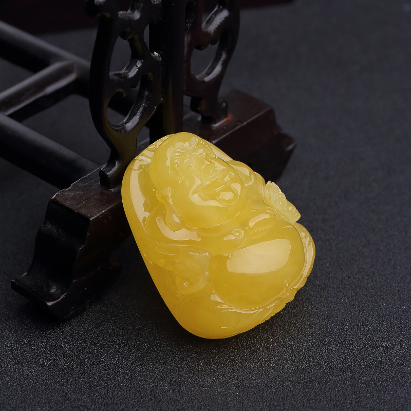 鸡油黄蜜蜡弥勒佛-红掌柜