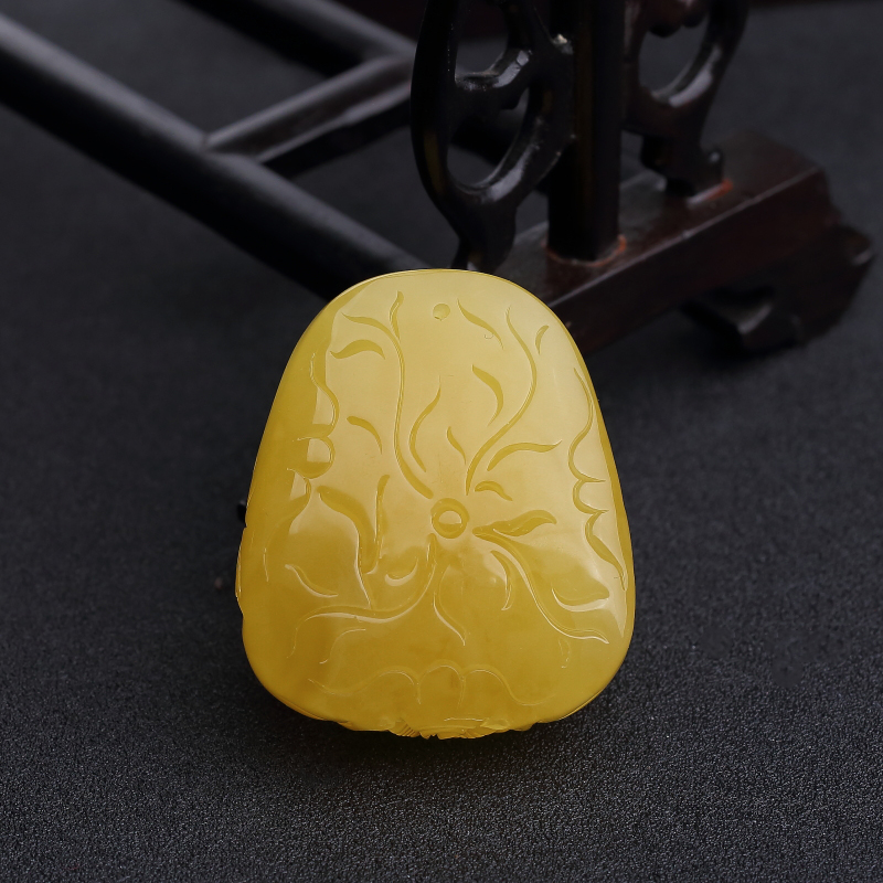 鸡油黄蜜蜡吊坠-红掌柜