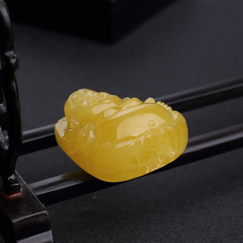 天然蜜蜡弥勒佛吊坠-红掌柜