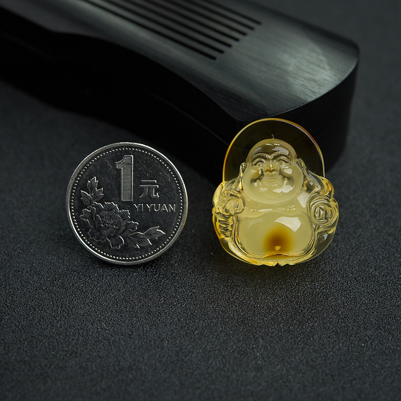 天然蜜蜡弥勒佛吊坠-红掌柜