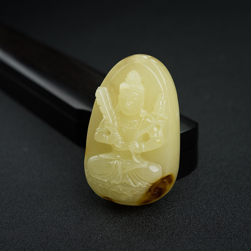 带皮蜜蜡虚空藏菩萨吊坠-红掌柜